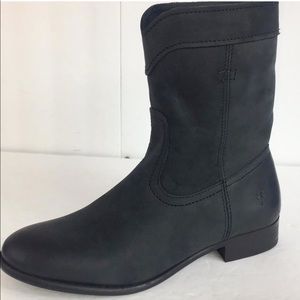 New FRYE Women's Cara Roper Black Leather  Boots